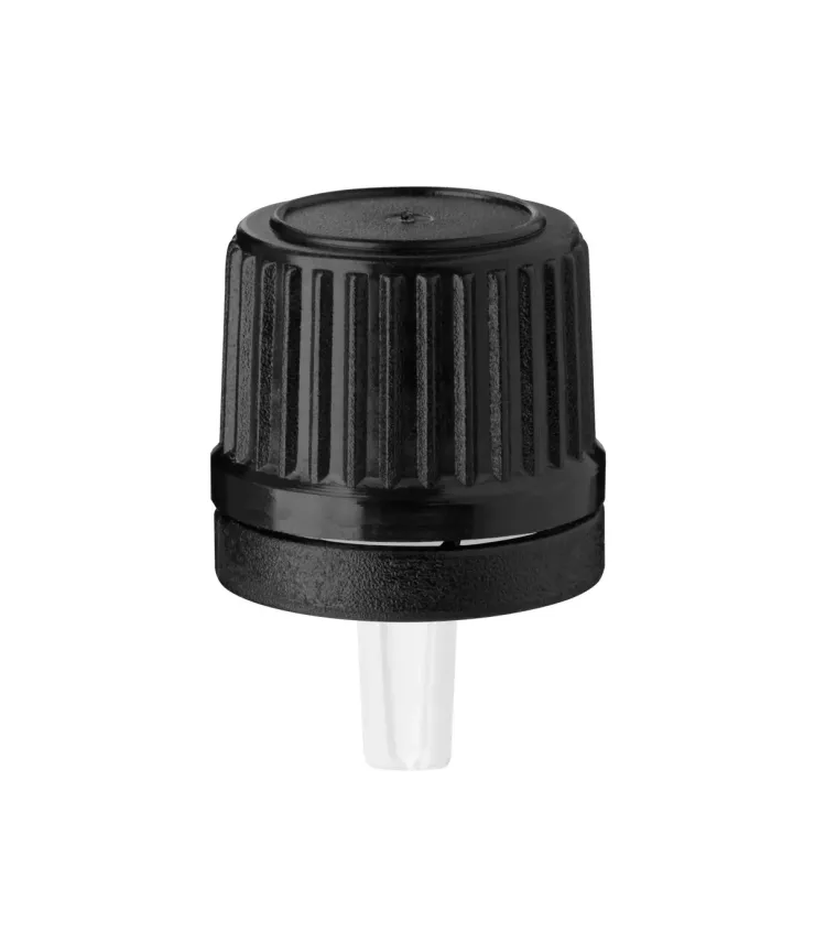 18 mm Tropfeinsatz mit schwarzem Schraubverschluss für Ölflaschen